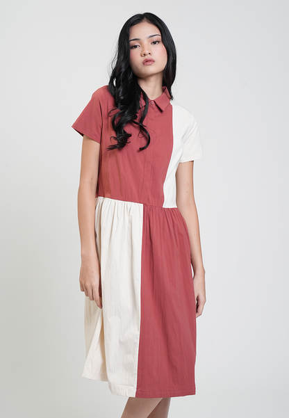 Caitlyn Colorblock Collared A-Line Dress