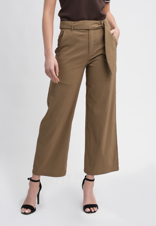 Hannah High-Waisted Wide Leg Belted Trousers