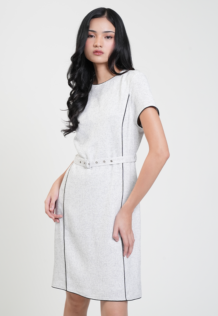 Reena Belted Piping Detail Dress