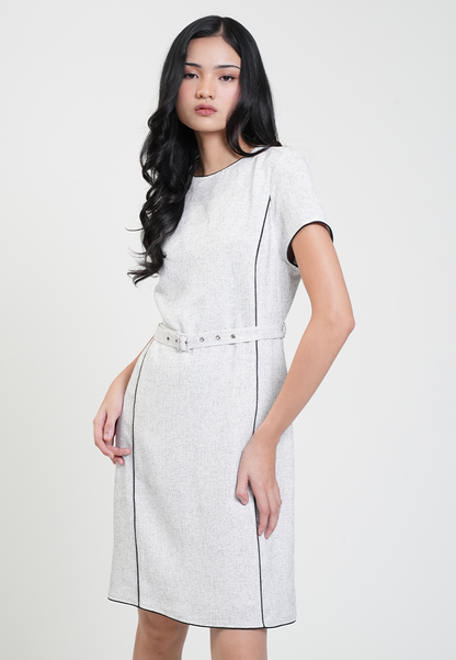Reena Belted Piping Detail Dress
