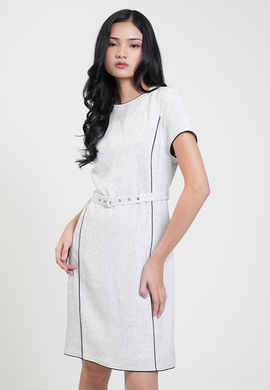 Reena Belted Piping Detail Dress