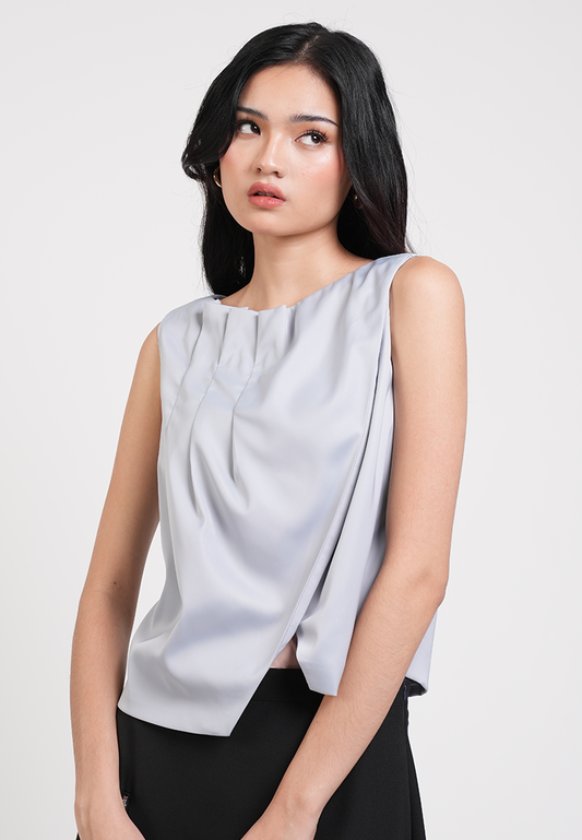 Athena Satin Draped Sleeveless Top