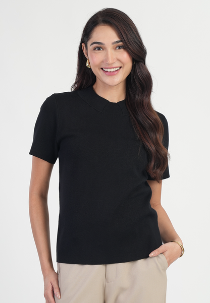 Jolianne Cap Sleeves High Neck Textured Shell Blouse