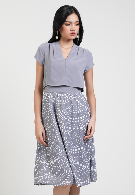 Callista Layered Dotted Print Midi Dress