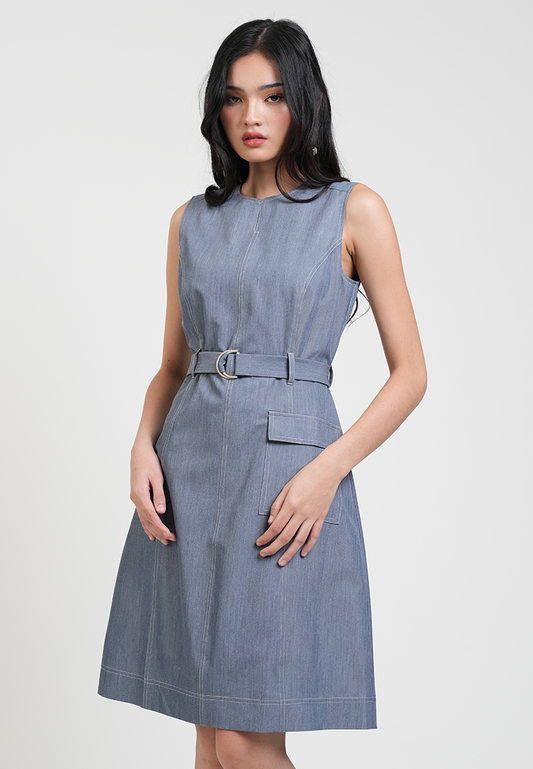 Callista Belted Sleeveless Dress