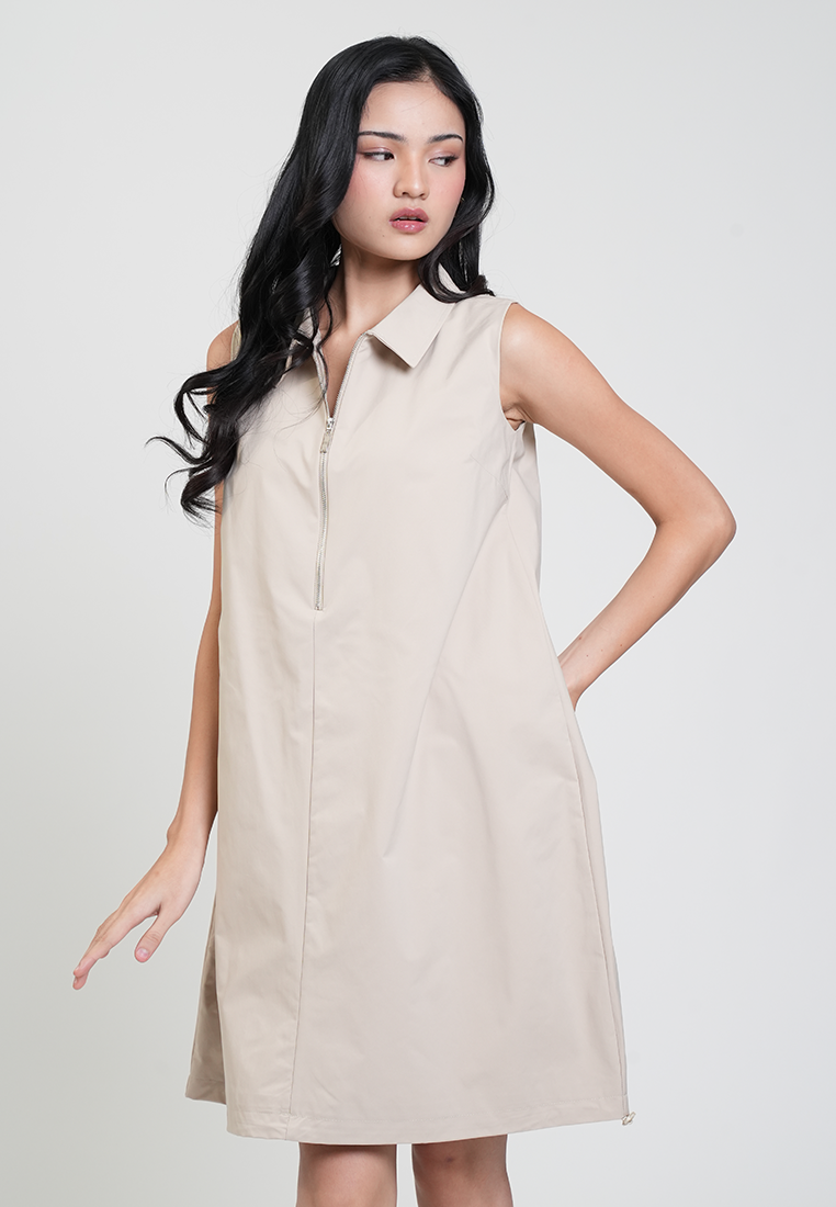 Cleo Collared Zipper Sleeveless Shift Dress