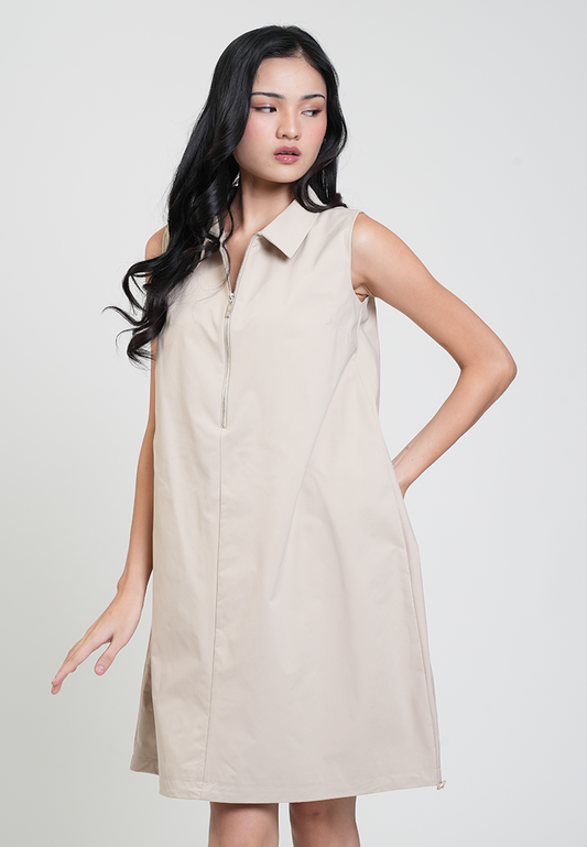 Cleo Collared Zipper Sleeveless Shift Dress