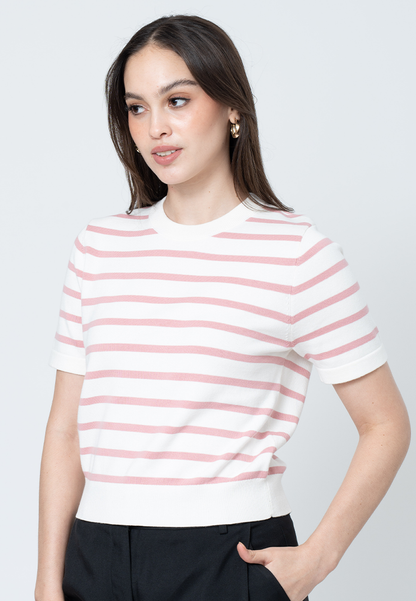 Lindynn Knitted top with Printed Stripes