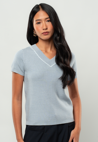 Martha Textured Knit V-Neck Top