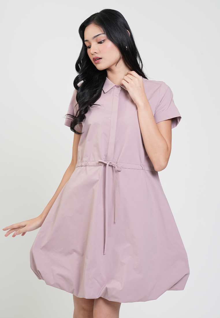 Misty Collared Drawstring Bubble Hem Dress