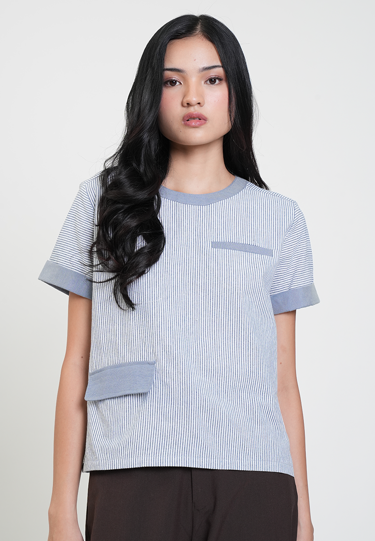 Kaycee Contrast Collar Boxy Top