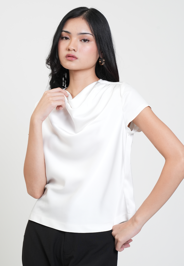 Martina Drape Neck Satin Blouse