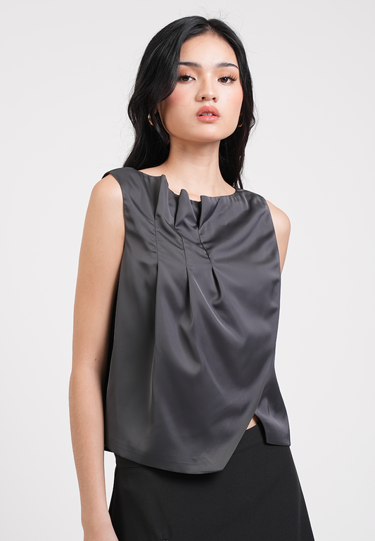 Athena Satin Draped Sleeveless Top