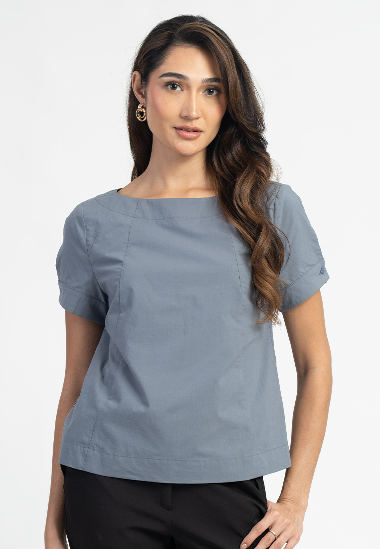Selah Short Sleeves Boat Neck Top