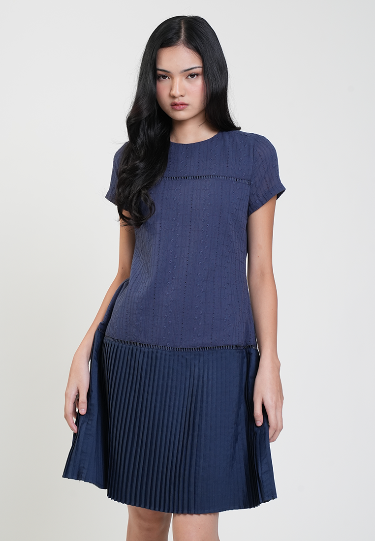 Skye Eyelet Pleated Drop Waist Dress