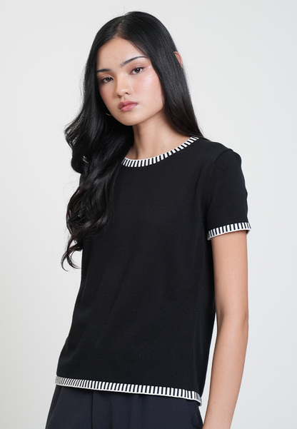 Valeena Stripe Trim Classic Knit