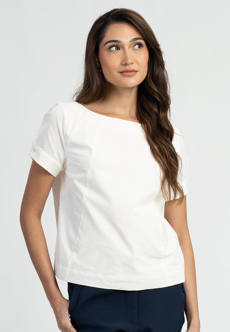 Selah Short Sleeves Boat Neck Top