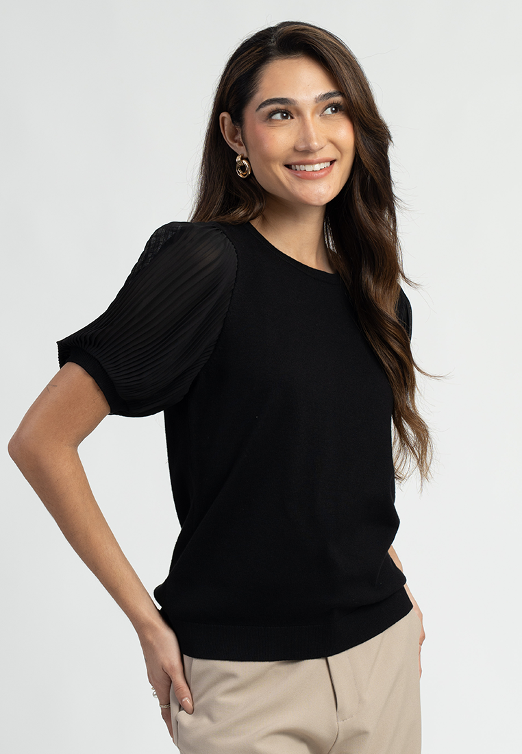 Amber Knit Blouse with Puff Sleeves