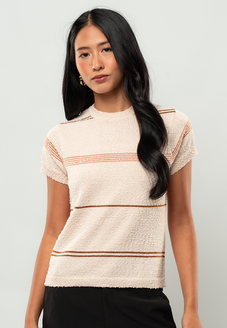 Rachel Textured Stripe Short Sleeve Top
