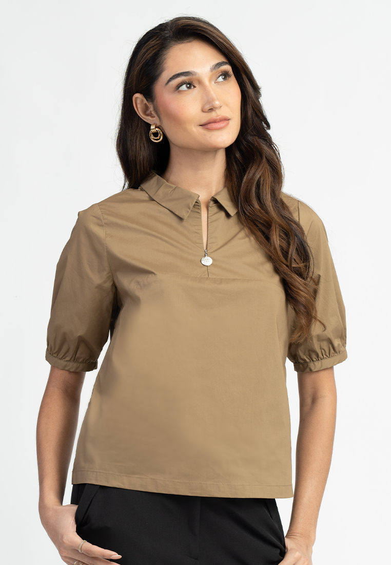Carissa Collared Puff Sleeve Top