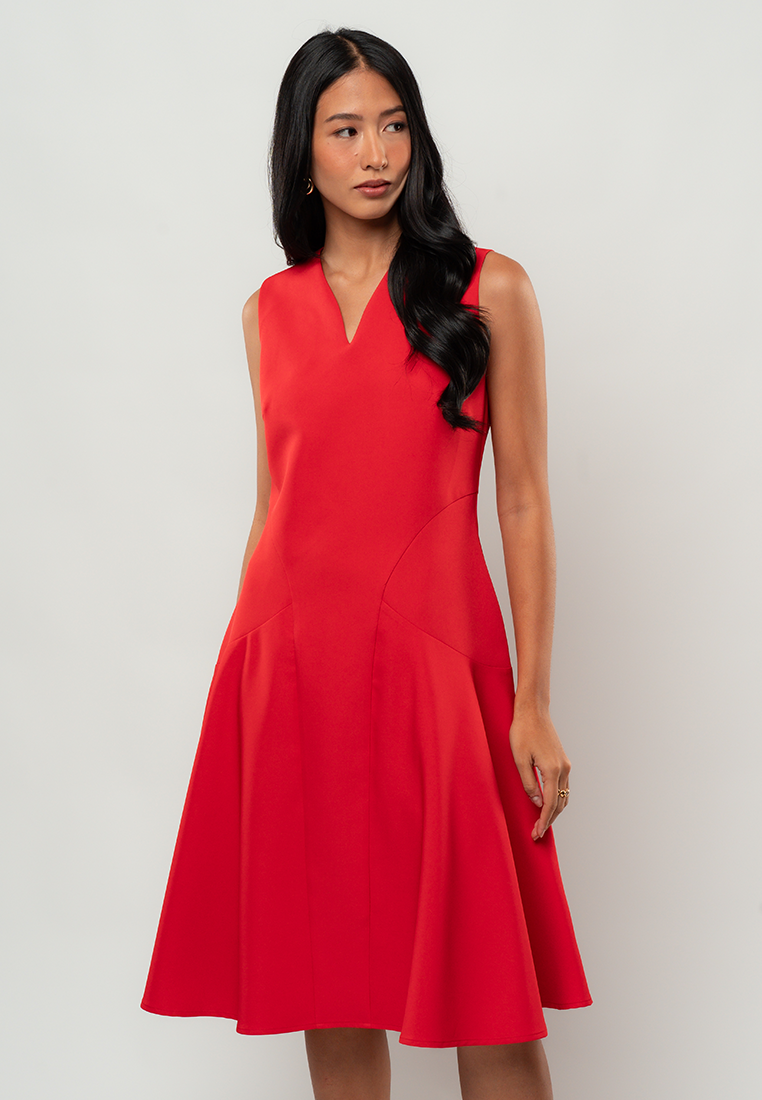 Noa A-Line Dress with Notched V-Neck