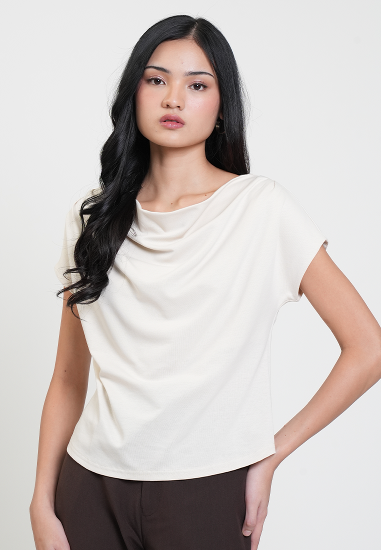 Martina Drape Neck Satin Blouse