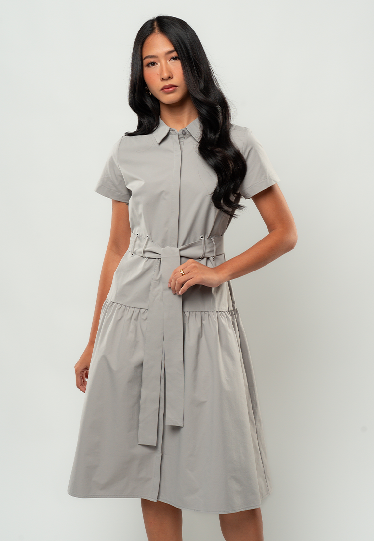 Olivia Short Sleeve Belted Shirt Dress