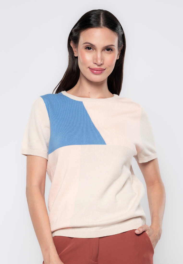 Beatrix Geometric Flat knit Top