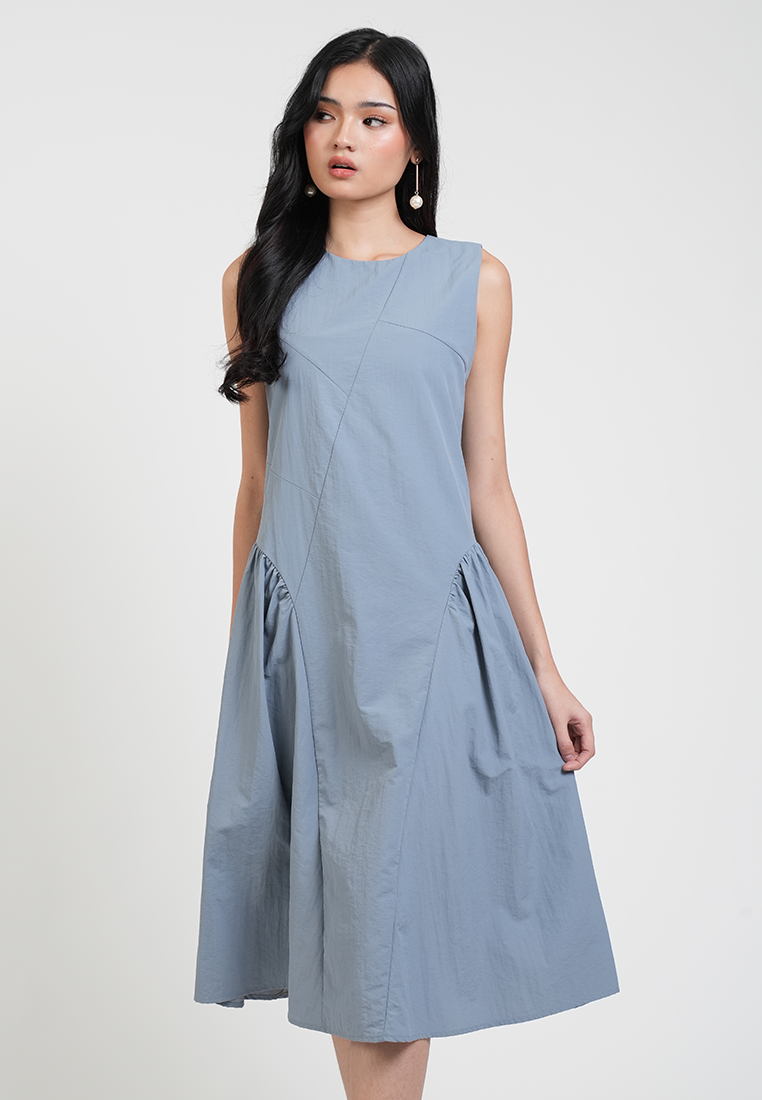 Reign Textured Side Pleat A-line Dress