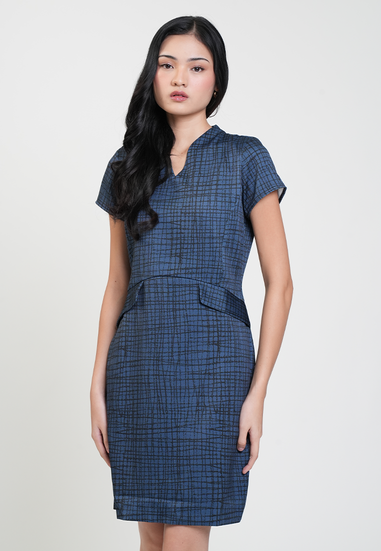 Aleena Grid Print Sheath Dress