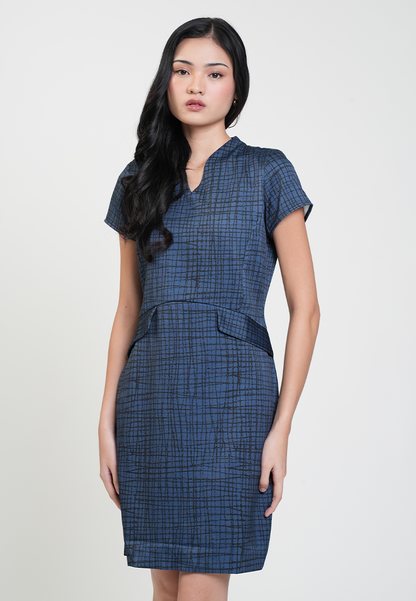 Aleena Grid Print Sheath Dress