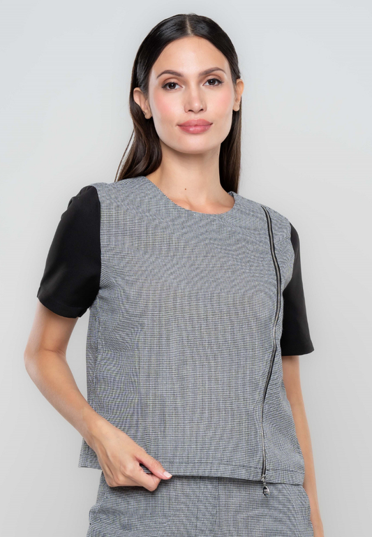 Tyla Houndstooth Printed Boxy Top