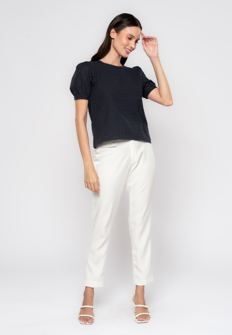 Lorreine Geometric Eyelet Blouse