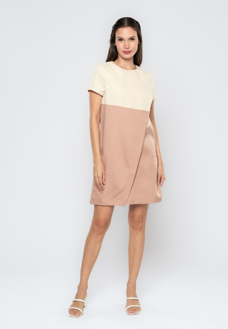 Candice Two-Tone Overlap Shift Dress