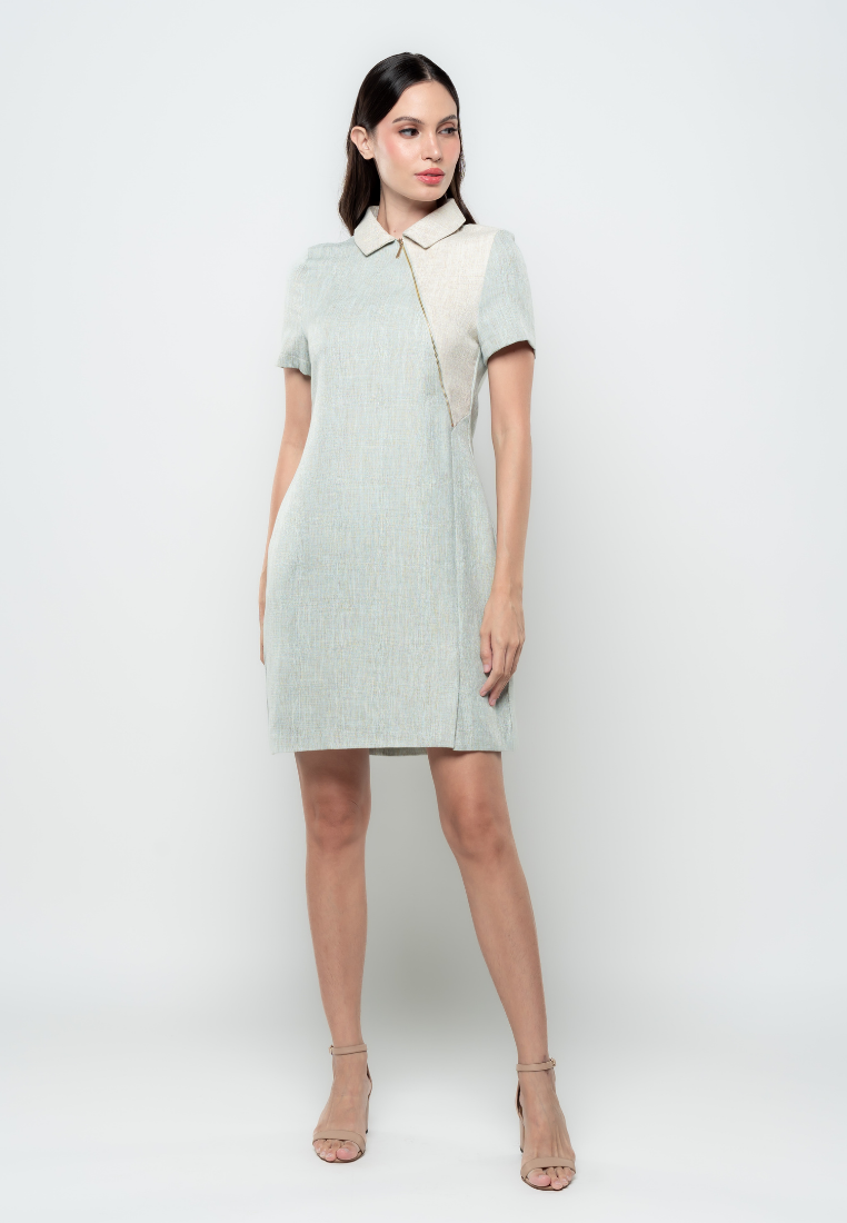 Avril Contrast Zip Tweed Shift Dress