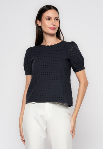 Lorreine Geometric Eyelet Blouse