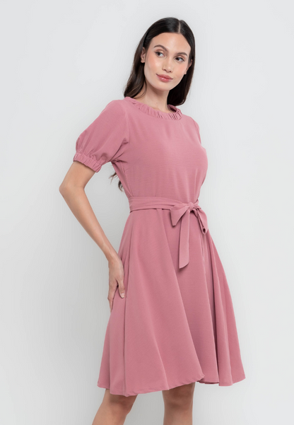 Anne Garterized Neckline A-Line Dress