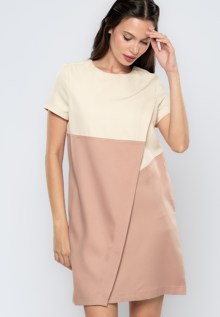 Candice Two-Tone Overlap Shift Dress