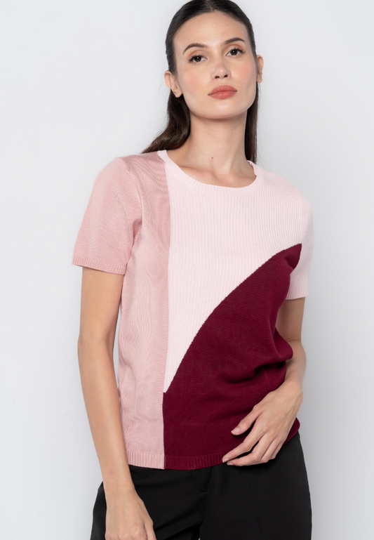 Geometric Plain Textured Knit Top