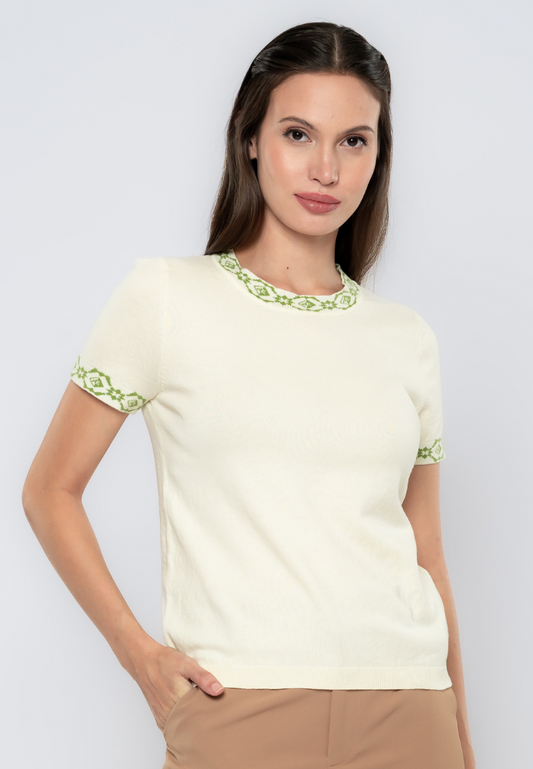 Tati Monogram Ribbed Knit Top