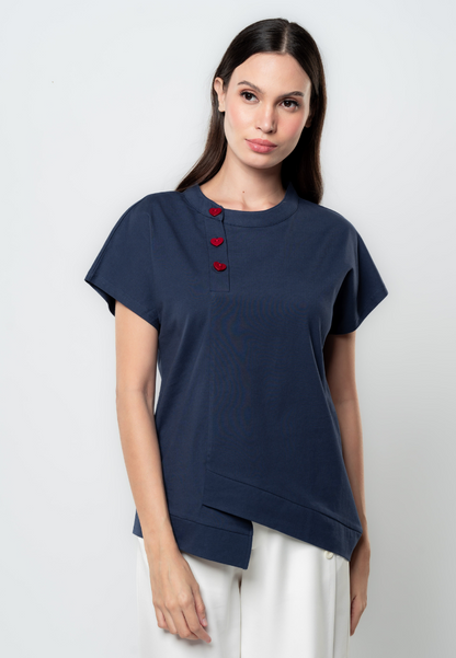 Shania Knit Heart Button Detail Top