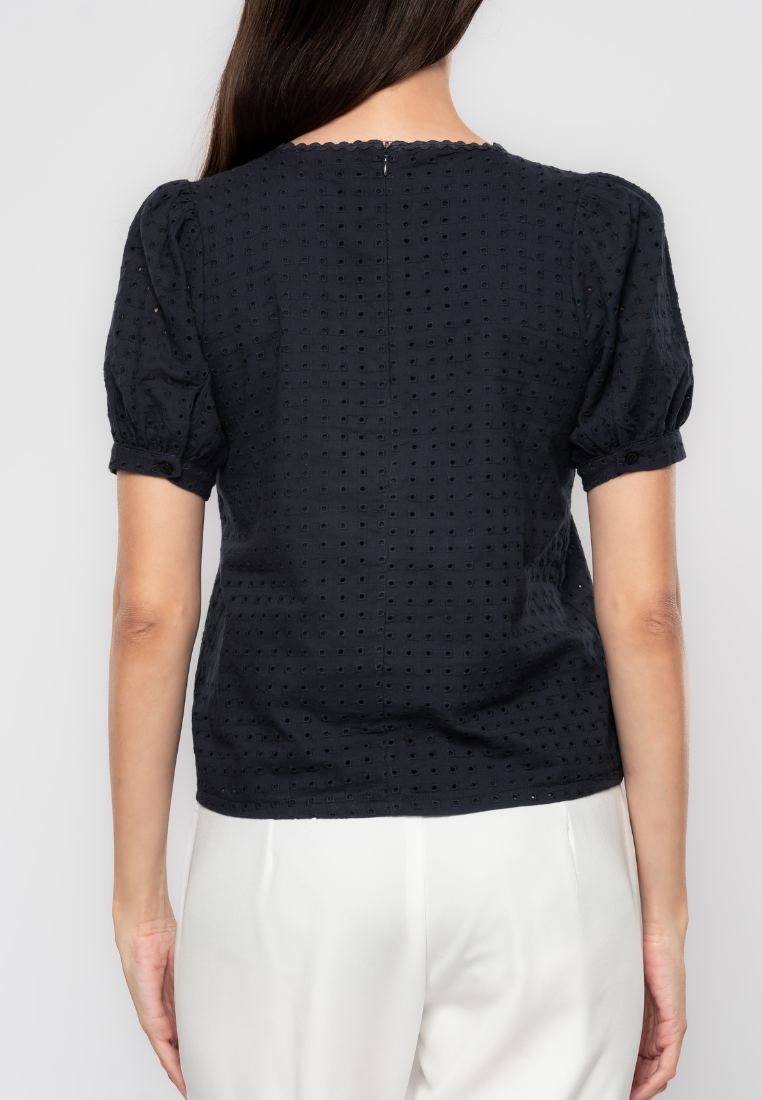 Lorreine Geometric Eyelet Blouse