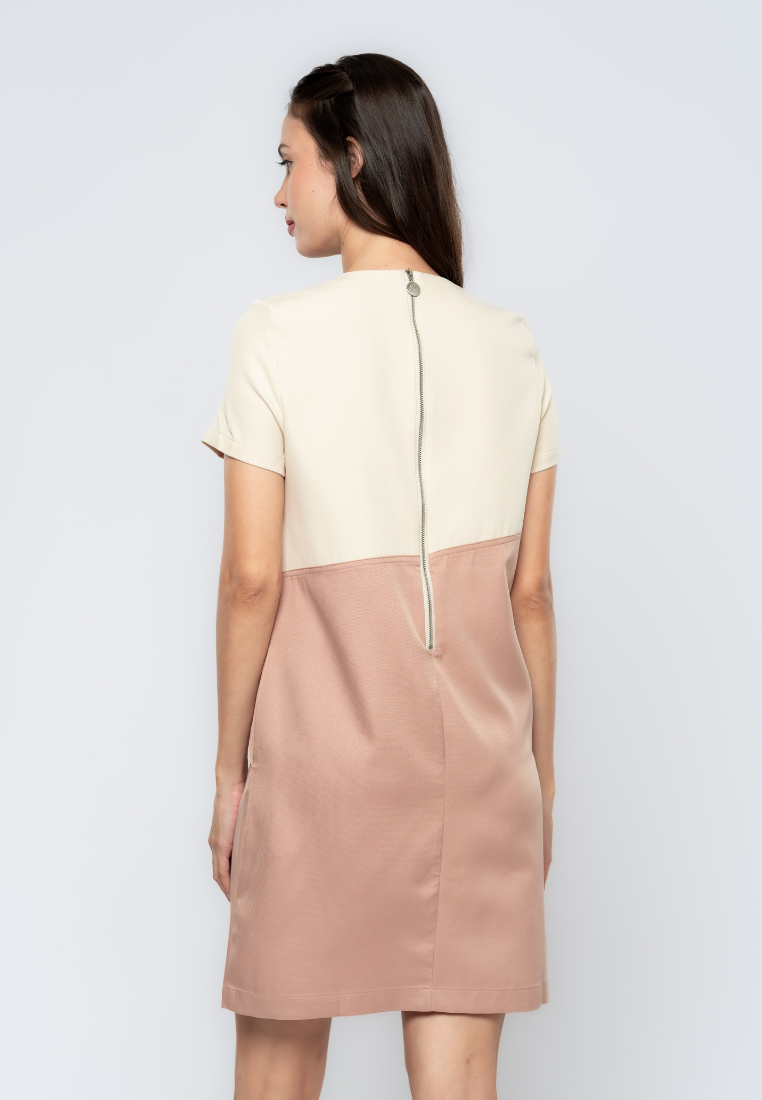 Candice Two-Tone Overlap Shift Dress