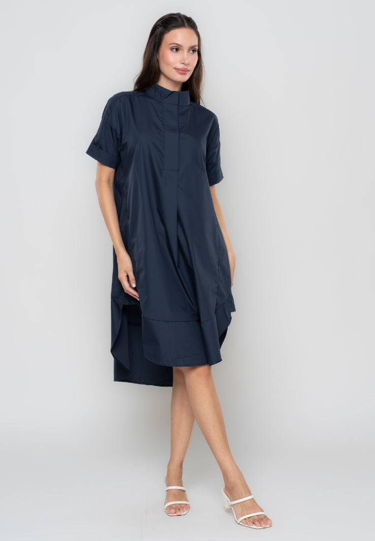 River Semi-Trapeze Button Down Dress