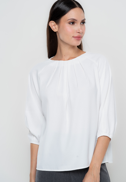 Melissa Pleated Neckline 3/4's Blouse