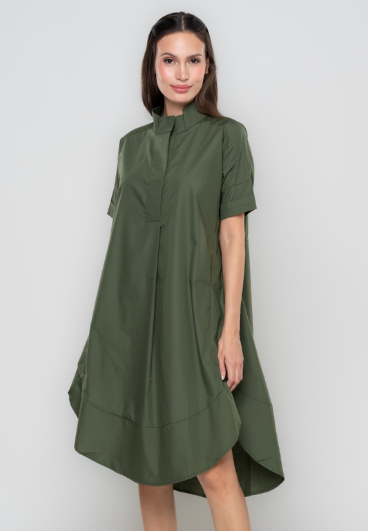 River Semi-Trapeze Button Down Dress