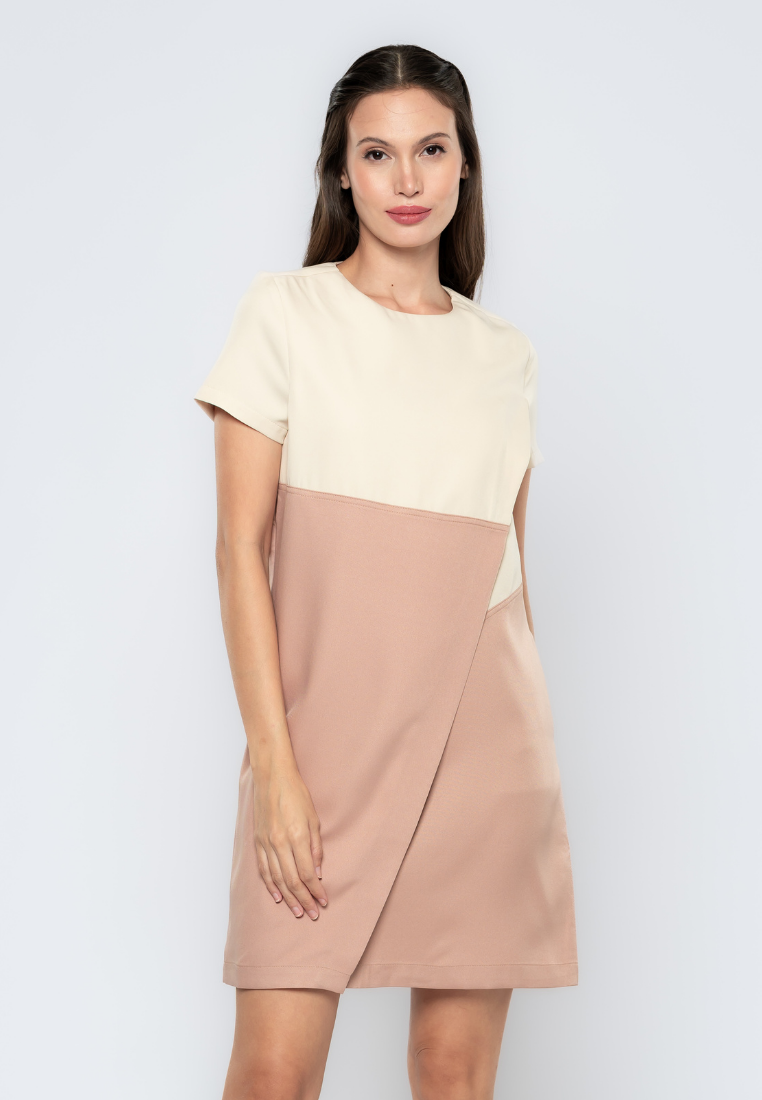 Candice Two-Tone Overlap Shift Dress