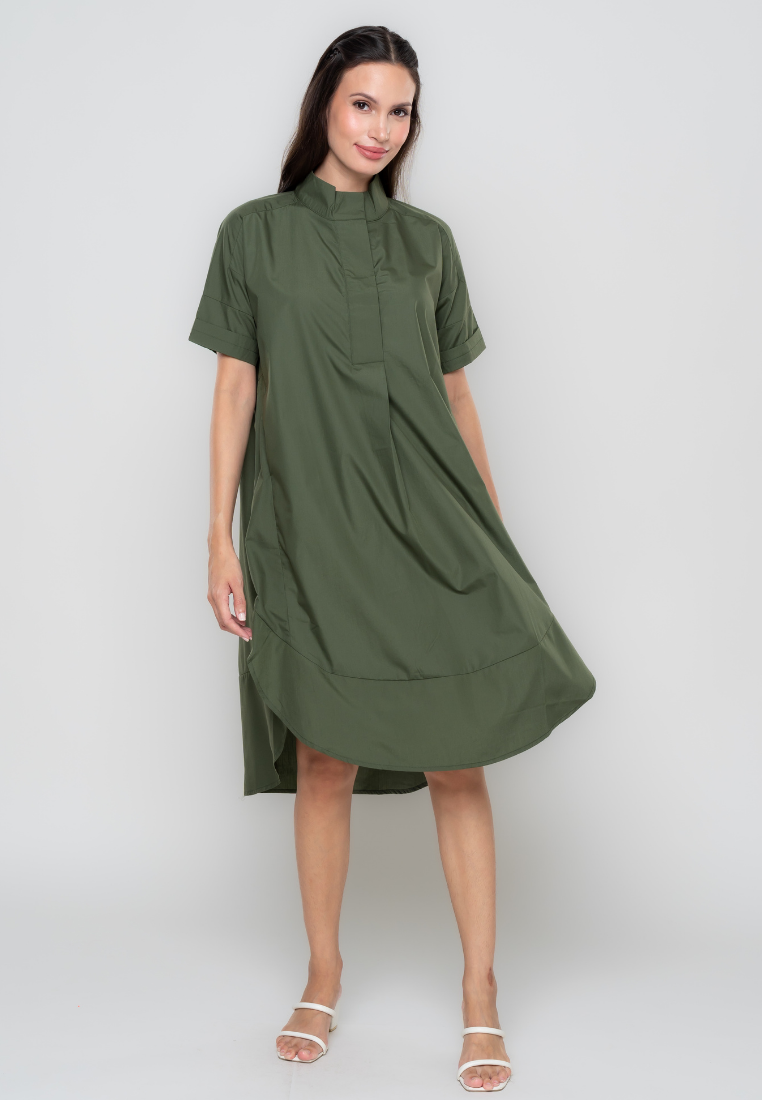 River Semi-Trapeze Button Down Dress