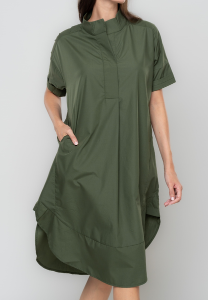 River Semi-Trapeze Button Down Dress