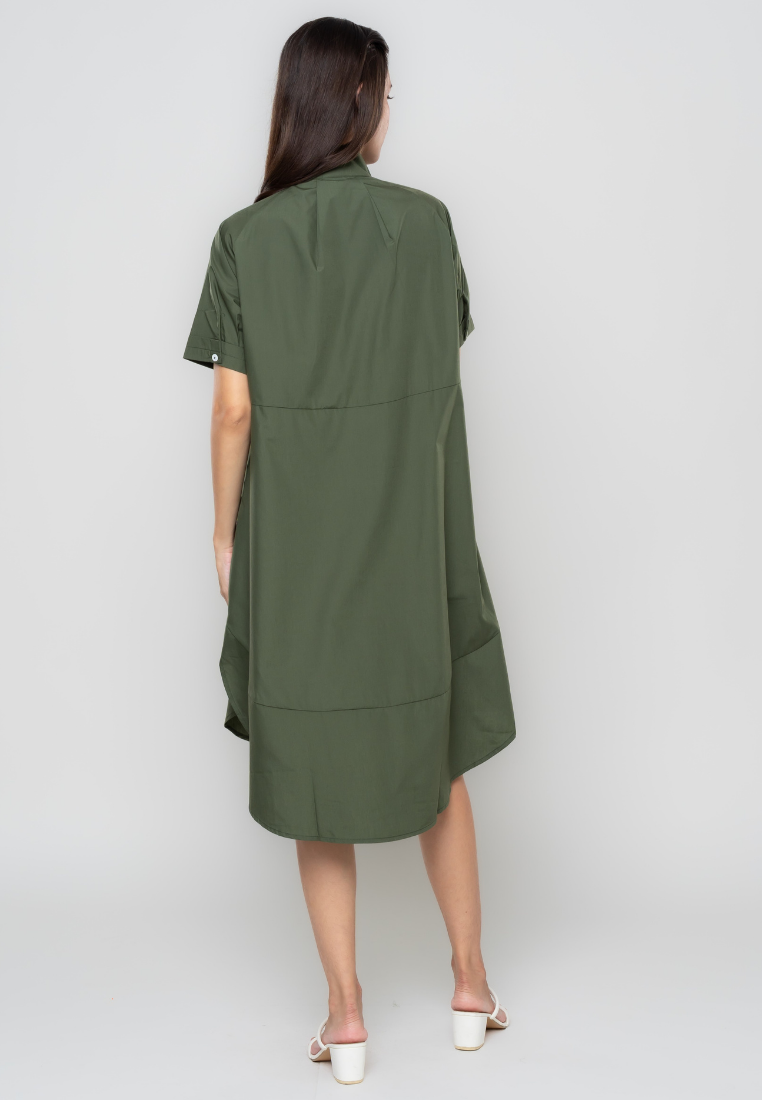 River Semi-Trapeze Button Down Dress